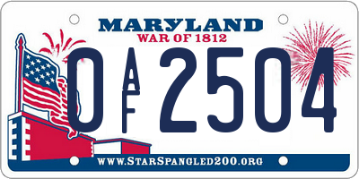 MD license plate 0AF2504