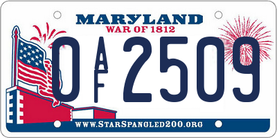 MD license plate 0AF2509