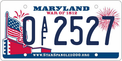 MD license plate 0AF2527