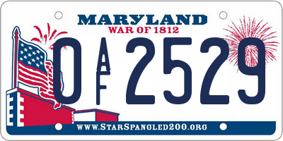 MD license plate 0AF2529