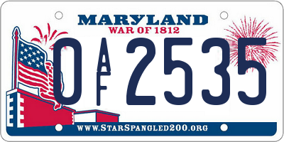MD license plate 0AF2535