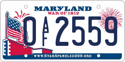MD license plate 0AF2559