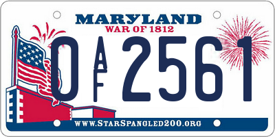 MD license plate 0AF2561