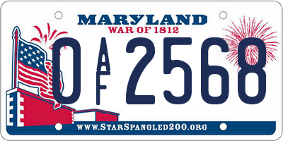MD license plate 0AF2568