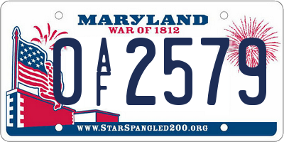 MD license plate 0AF2579