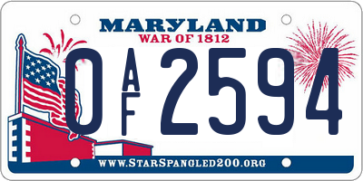 MD license plate 0AF2594