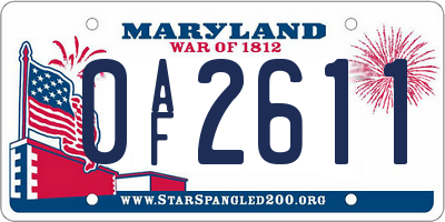 MD license plate 0AF2611