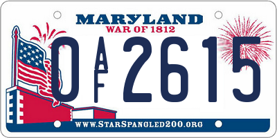 MD license plate 0AF2615