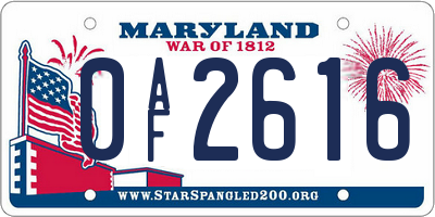 MD license plate 0AF2616