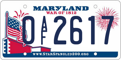 MD license plate 0AF2617
