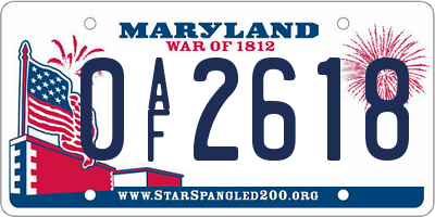 MD license plate 0AF2618