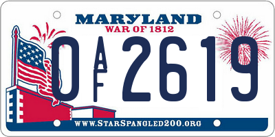 MD license plate 0AF2619
