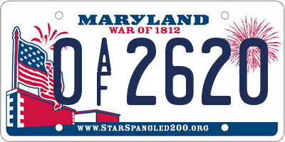MD license plate 0AF2620