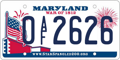 MD license plate 0AF2626