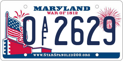 MD license plate 0AF2629