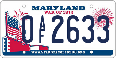 MD license plate 0AF2633