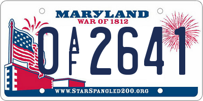 MD license plate 0AF2641