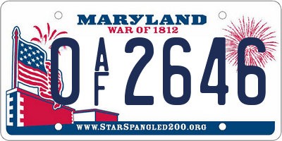 MD license plate 0AF2646