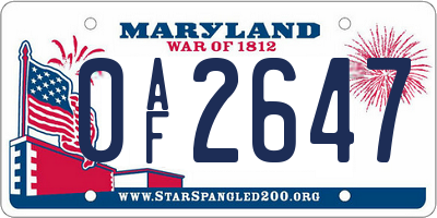 MD license plate 0AF2647