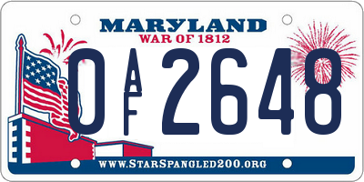 MD license plate 0AF2648
