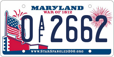 MD license plate 0AF2662