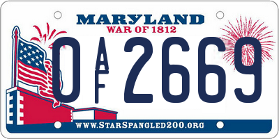 MD license plate 0AF2669
