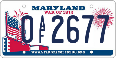 MD license plate 0AF2677