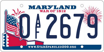 MD license plate 0AF2679