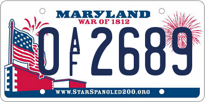 MD license plate 0AF2689