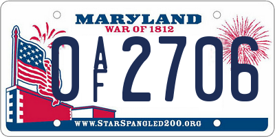 MD license plate 0AF2706
