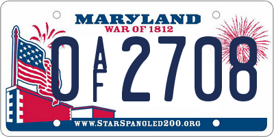 MD license plate 0AF2708
