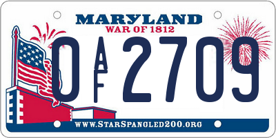 MD license plate 0AF2709