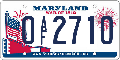 MD license plate 0AF2710