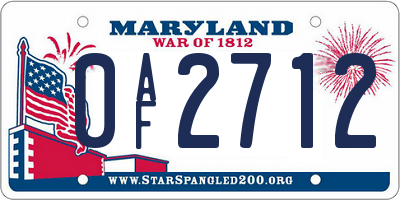 MD license plate 0AF2712