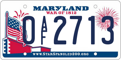 MD license plate 0AF2713