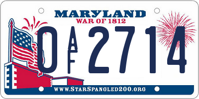 MD license plate 0AF2714