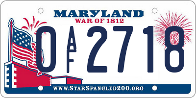 MD license plate 0AF2718