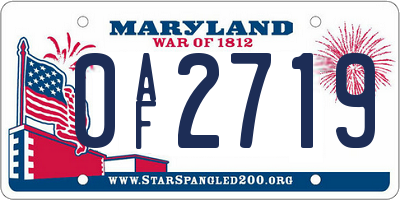 MD license plate 0AF2719