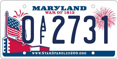 MD license plate 0AF2731