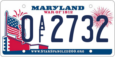 MD license plate 0AF2732
