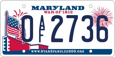 MD license plate 0AF2736