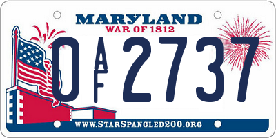 MD license plate 0AF2737