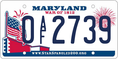 MD license plate 0AF2739
