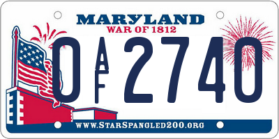 MD license plate 0AF2740