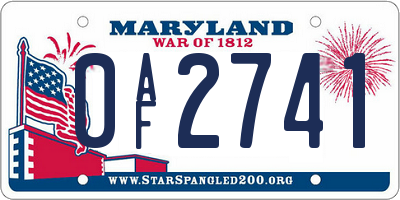 MD license plate 0AF2741