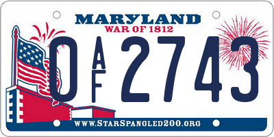 MD license plate 0AF2743