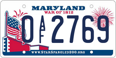MD license plate 0AF2769