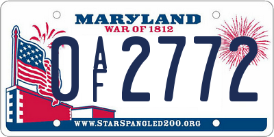 MD license plate 0AF2772