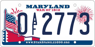 MD license plate 0AF2773