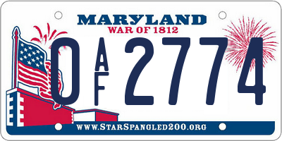 MD license plate 0AF2774